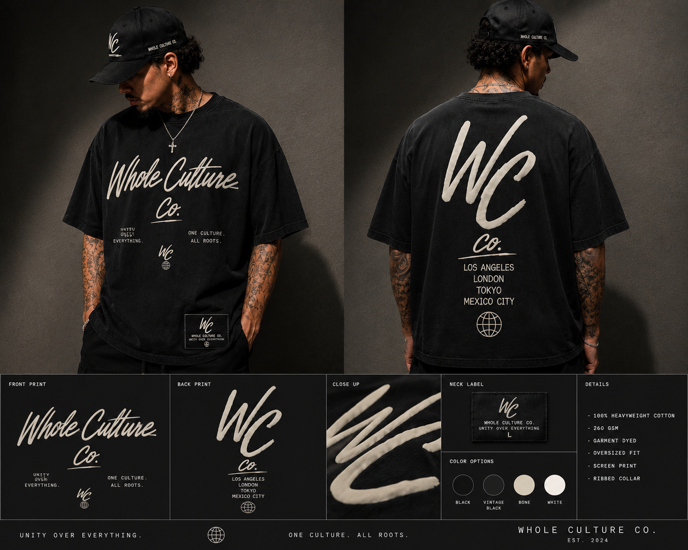 Script Logo T-Shirt print detail, neck label, and color options